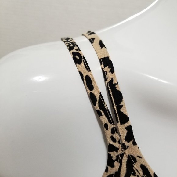 Silence + Noise top Small leopard cheetah animal print exposed zipper back crop - Picture 5 of 12